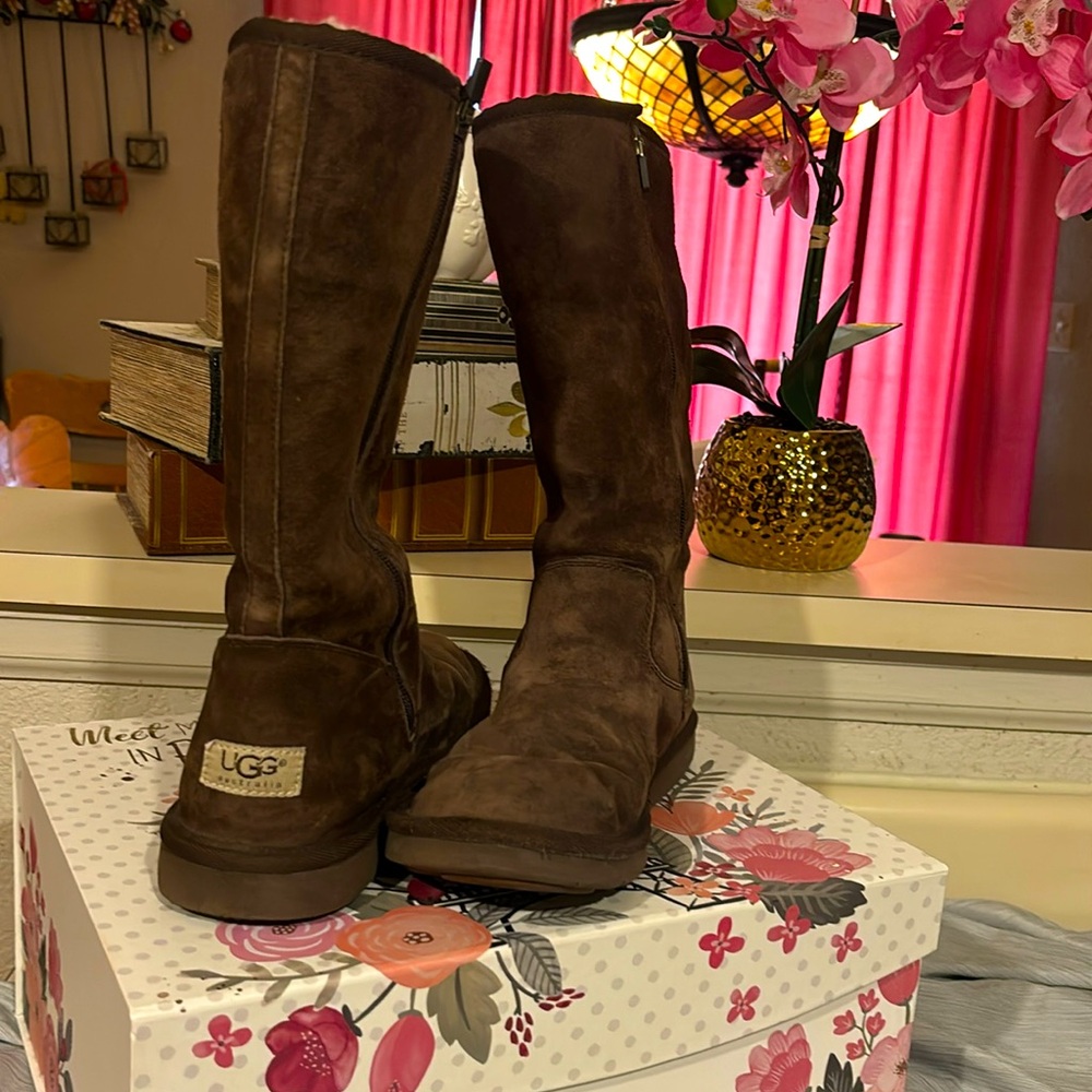 Ugg mid-calf boots dark brown size s/m 6.5